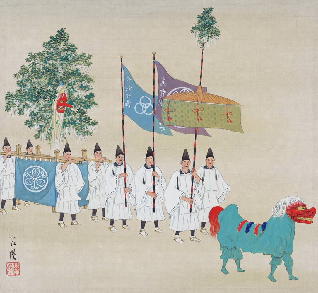 Stunning Silk Paintings depicting different Miyako Festivals of Kyoto, Japan from the 1920s