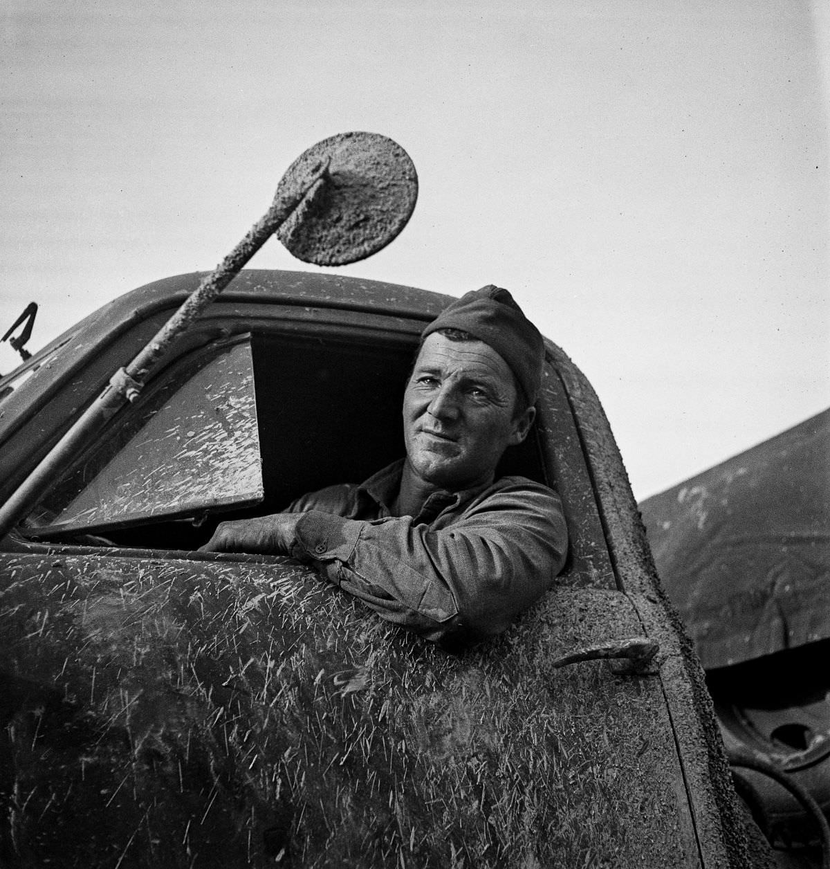 Private First Class Romeo K. Bisson of Rochester, Vermont, a trucker with 16 years experience in civilian life.