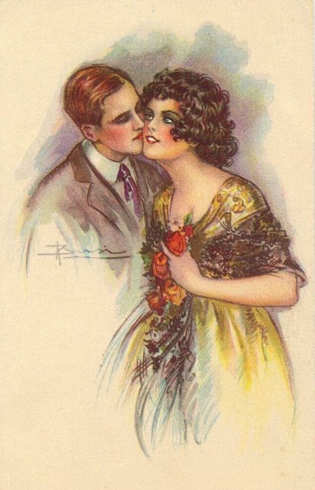 Romantic couple in love, circa 1920s
