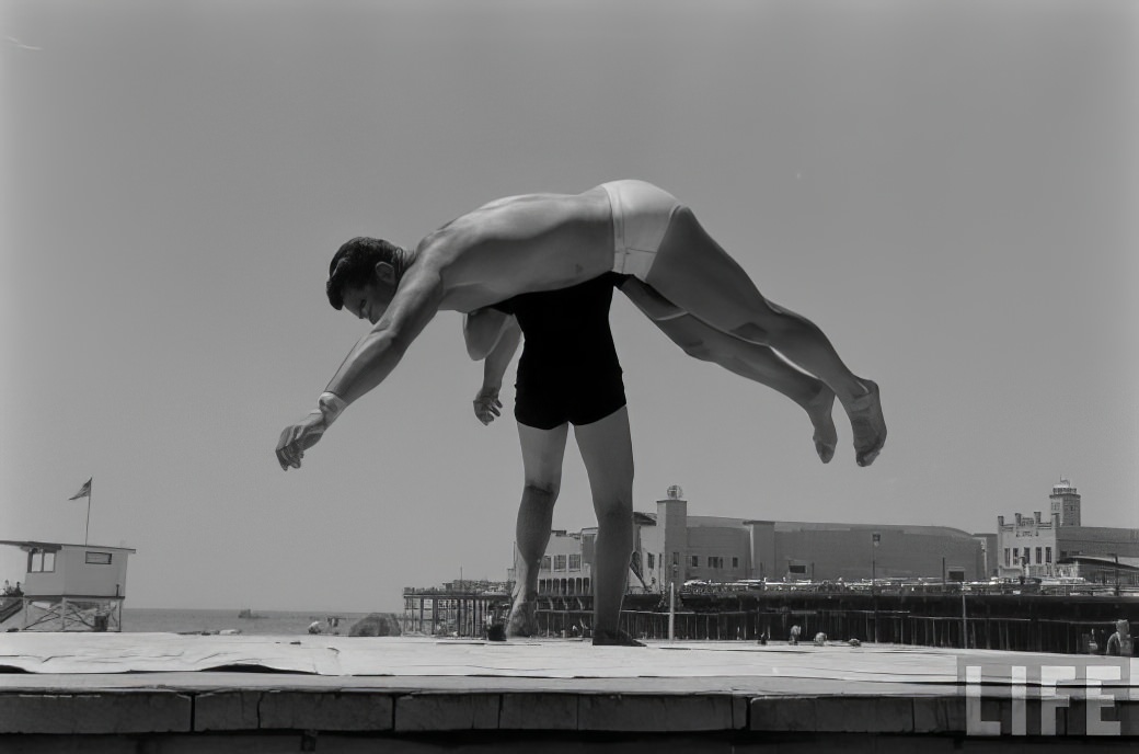 April Atkins: 12-Year-Old Strong Girl at Muscle Beach Who Could Carry Five People, 1954