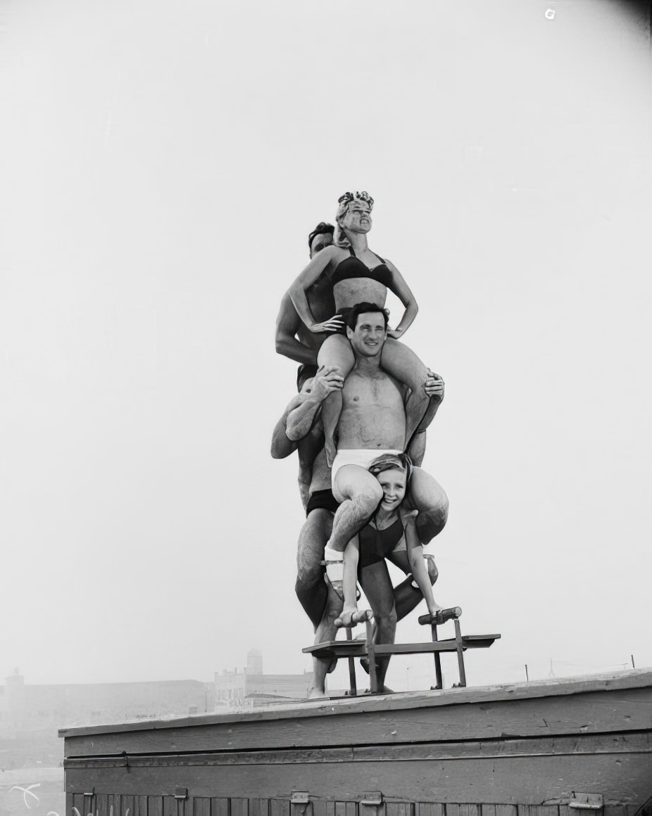 April Atkins: 12-Year-Old Strong Girl at Muscle Beach Who Could Carry Five People, 1954
