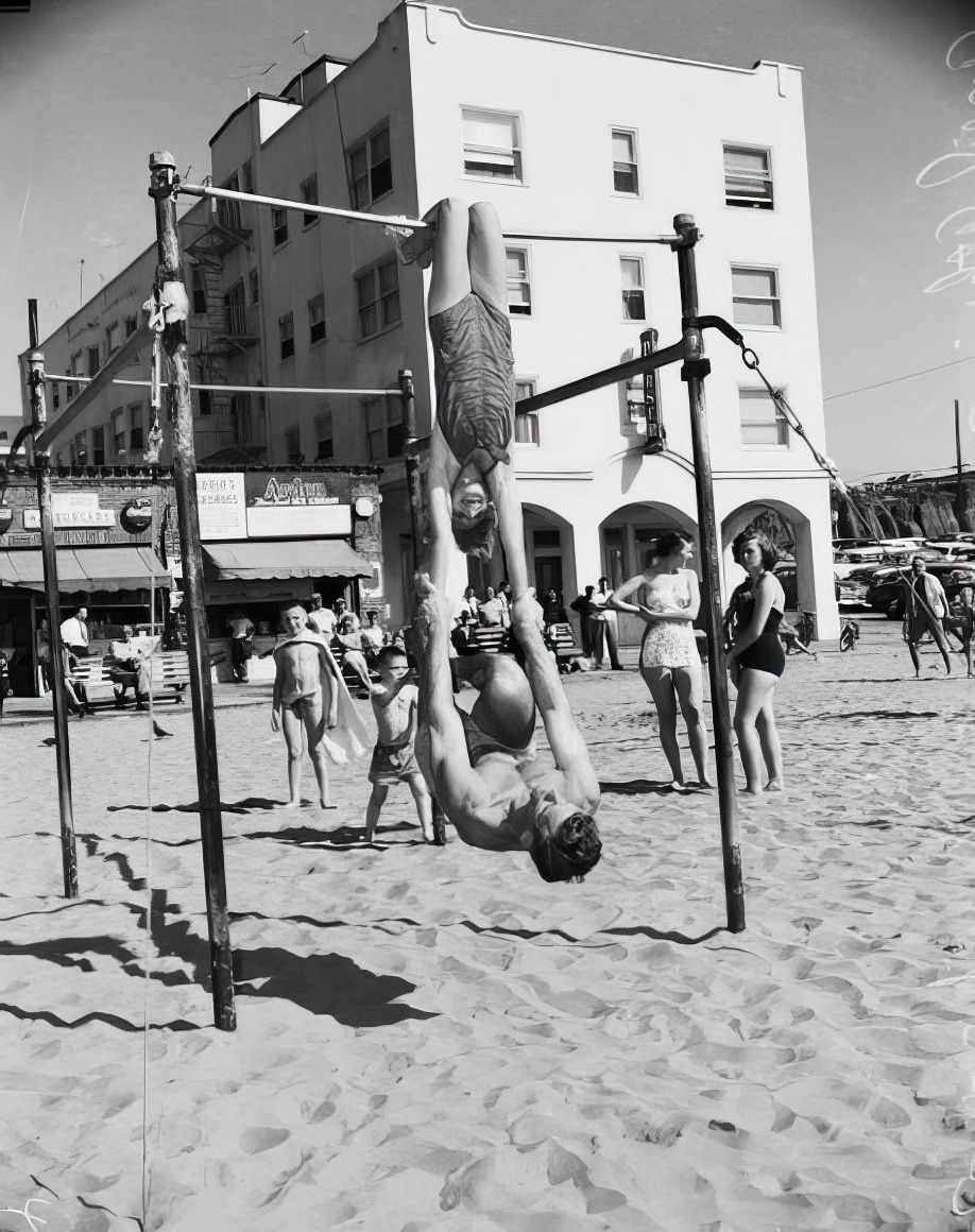 April Atkins: 12-Year-Old Strong Girl at Muscle Beach Who Could Carry Five People, 1954