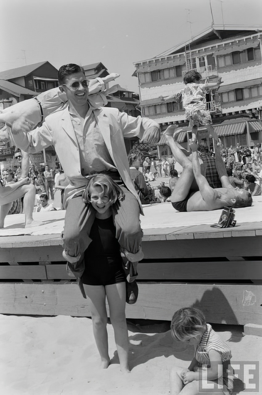 April Atkins: 12-Year-Old Strong Girl at Muscle Beach Who Could Carry Five People, 1954