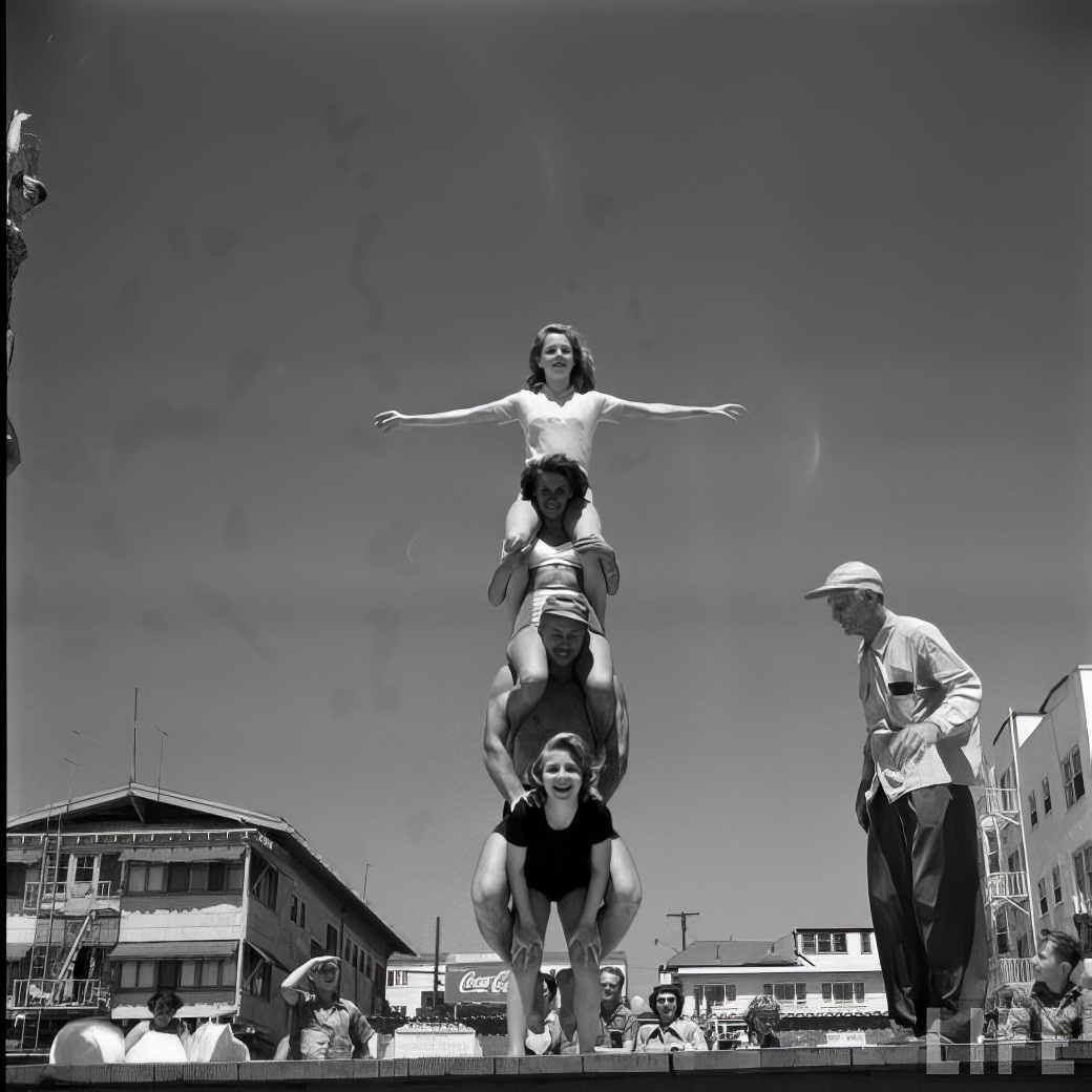 April Atkins: 12-Year-Old Strong Girl at Muscle Beach Who Could Carry Five People, 1954