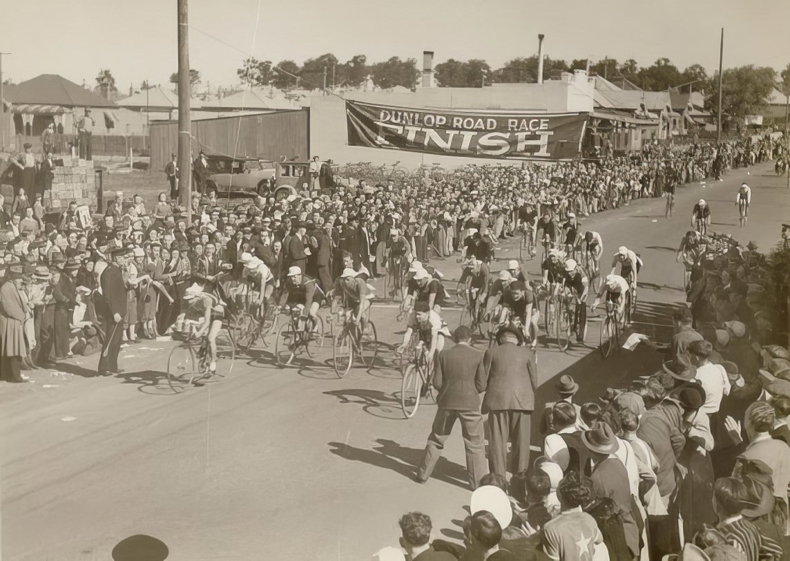 Finish, Goulburn-Sydney Dunlop road race, Joseph St, Lidcombe, .