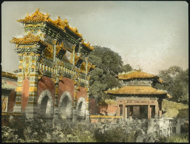 A glazed gateway with a pavilion in Beihai Park