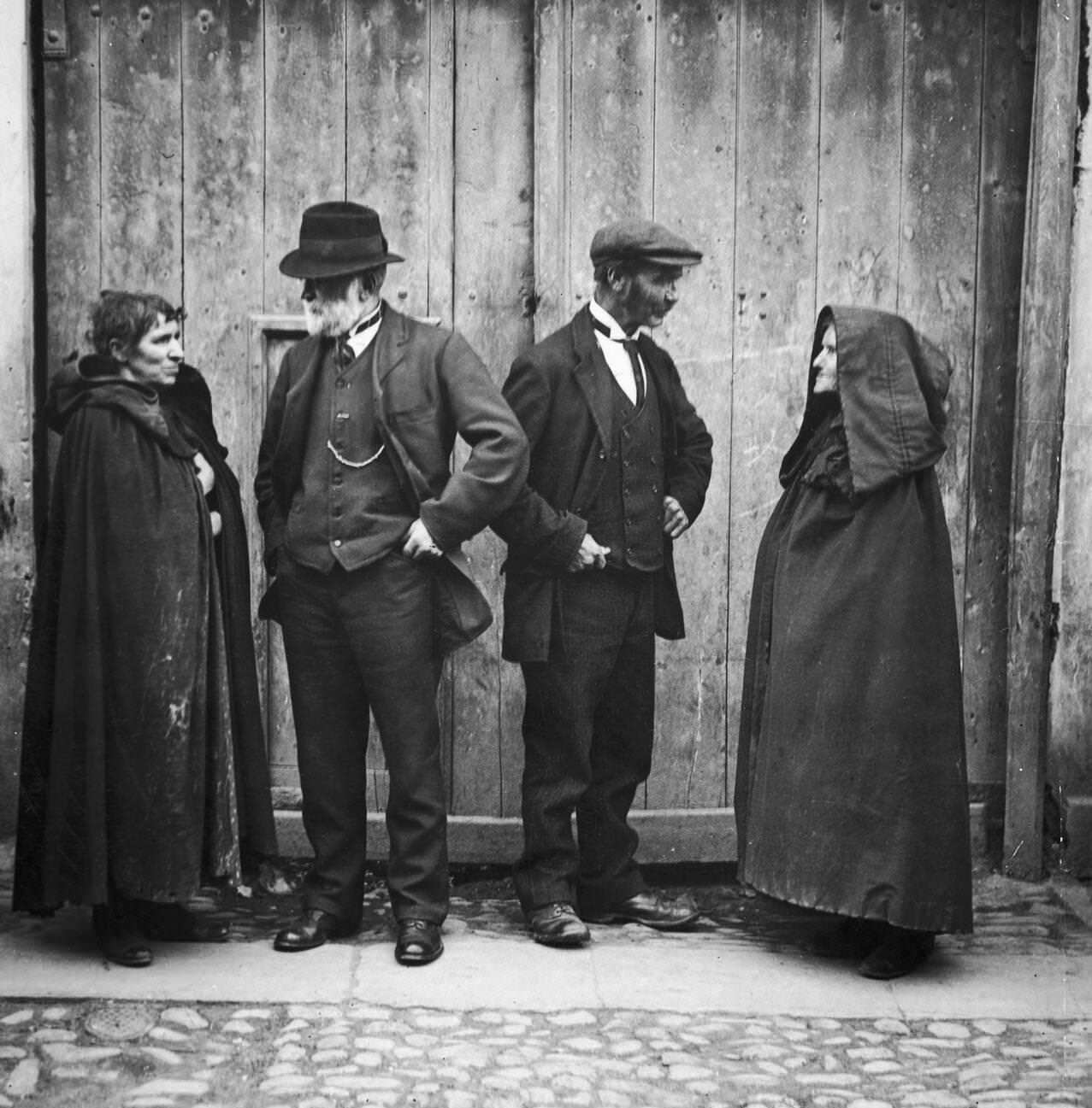 Peasants wearing national costume gather to hear election speeches in mid Dublin during the 1922 Irish General Election, 1922.