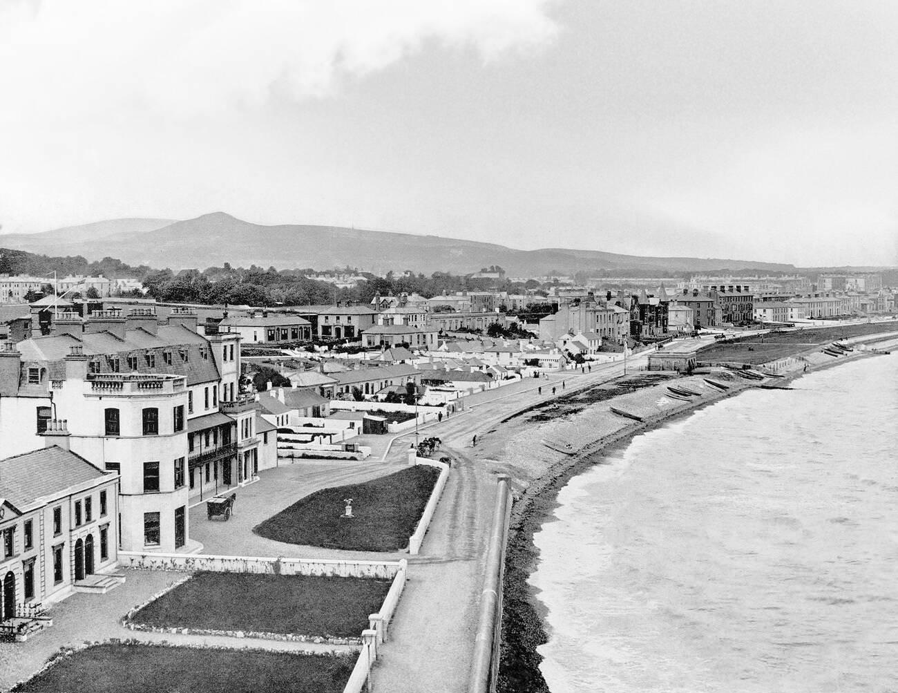 Bray, a coastal town in north County Wicklow, Ireland, situated about twenty km (12 miles) south of Dublin city centre.