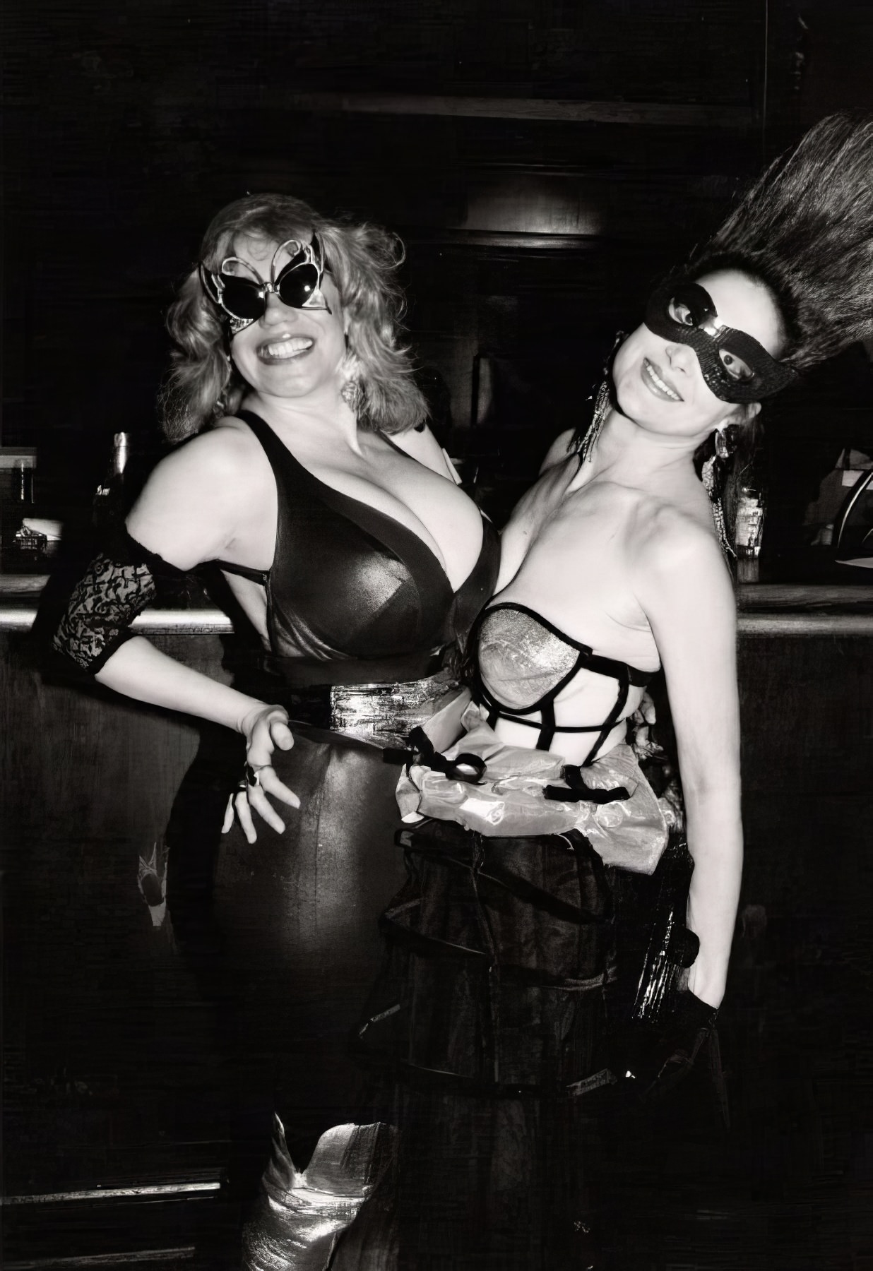 Kitten Natividad, ex-wife of Russ Meyer, and Diane H. busting out at the Stock Exchange nightclub.