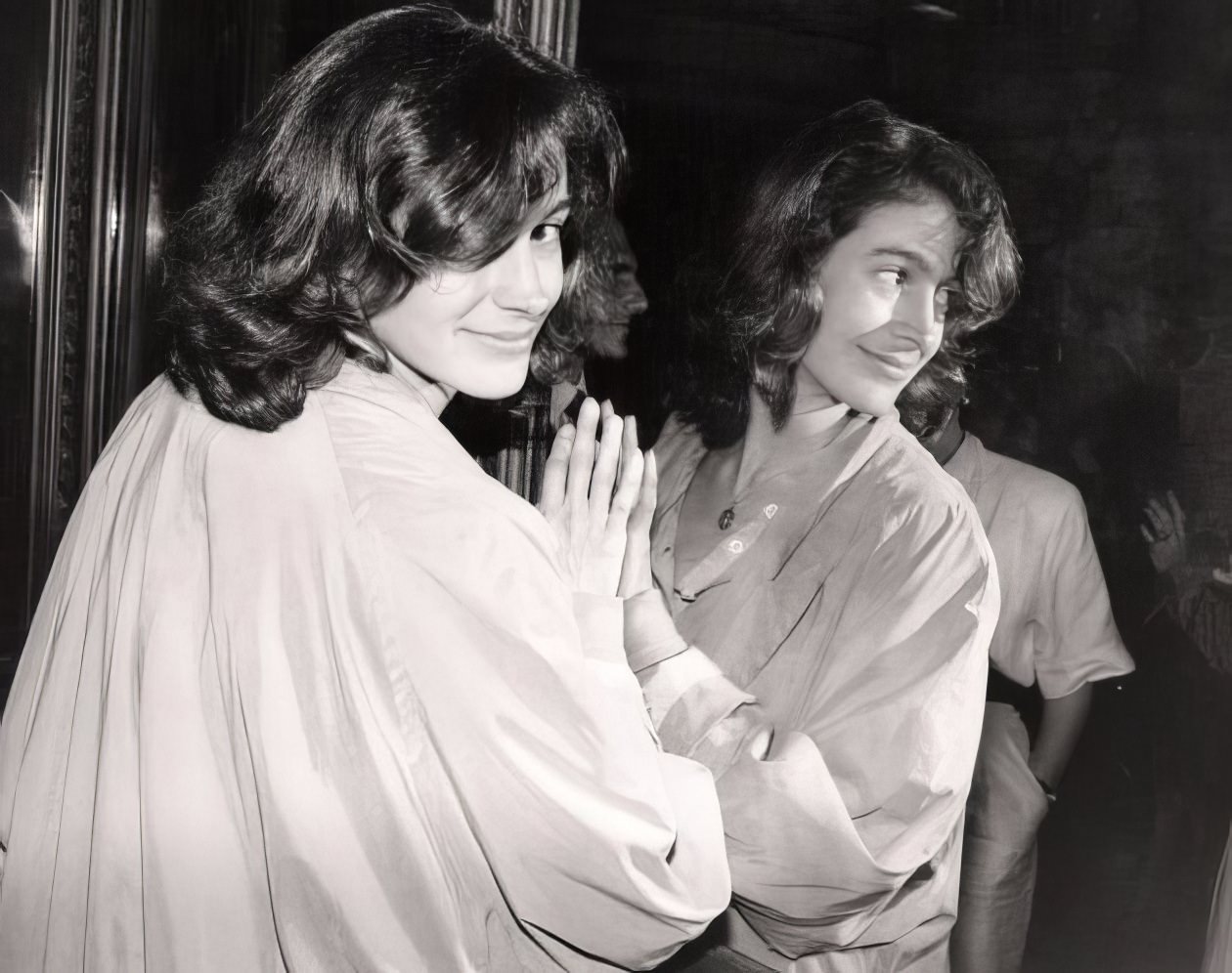 Actress Shawn Young seeing double at the old Bistro in Beverly Hills.