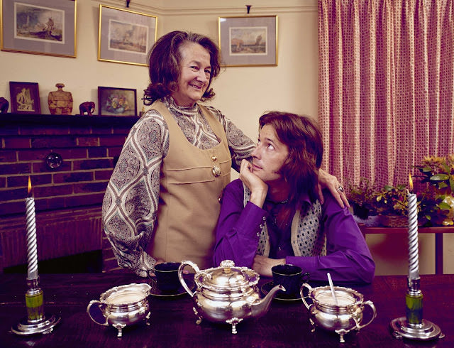 In 1970 Rose Clapp shows off her tea service and Eric Clapton, her rock-god guitarist grandson, Surrey, England.