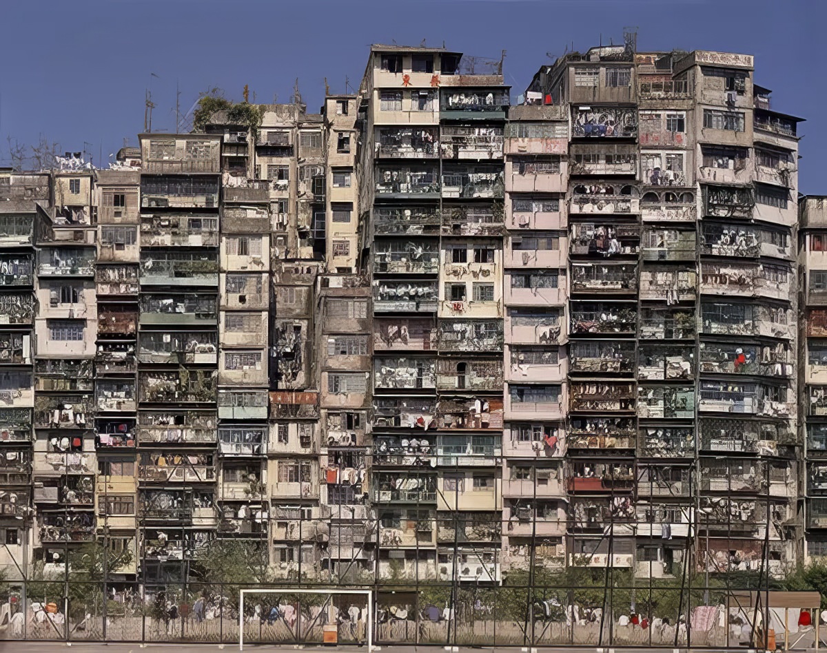 A playground at the edge of the city.