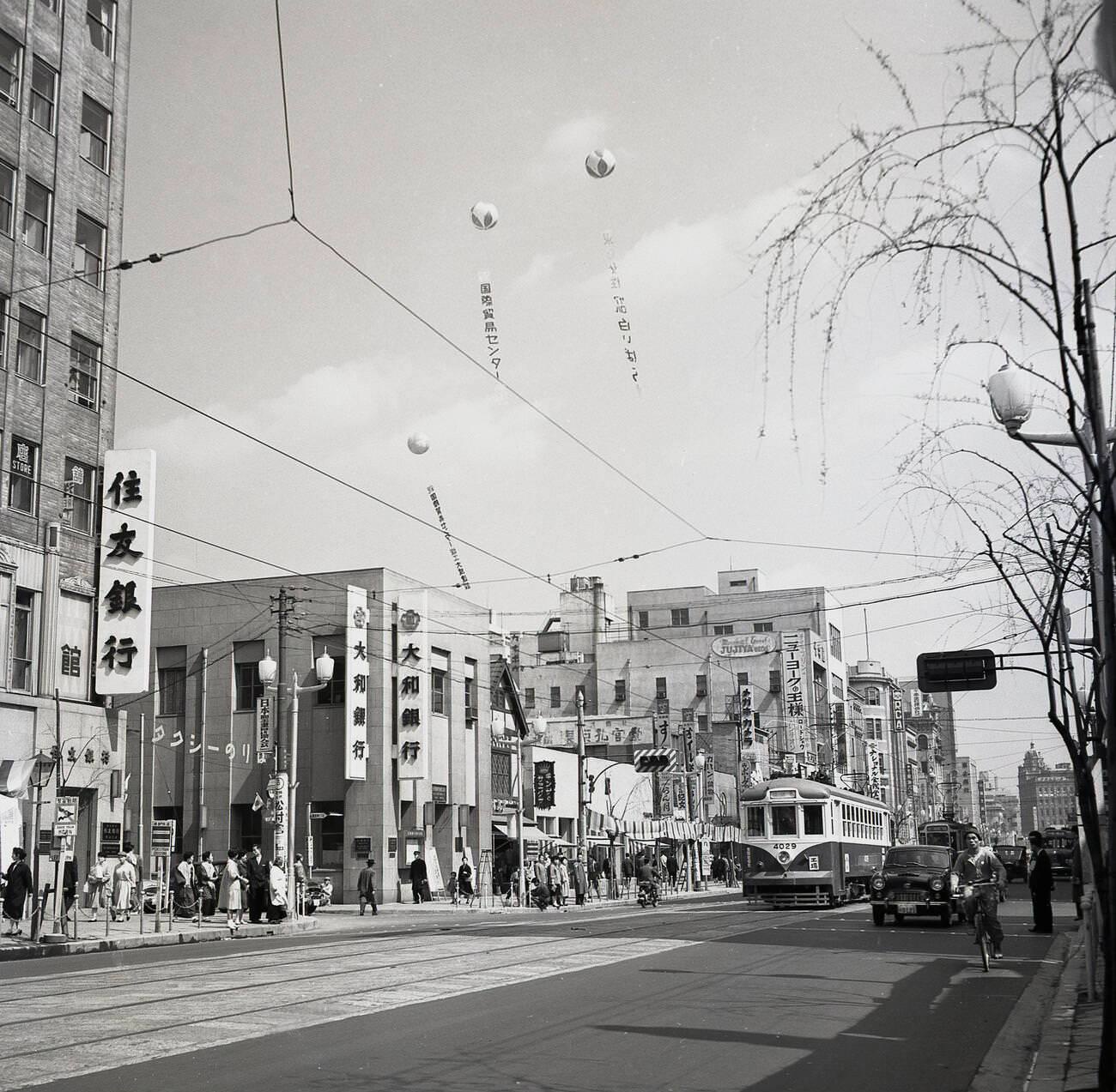 A street in the old town, Tokyo, 1950s.