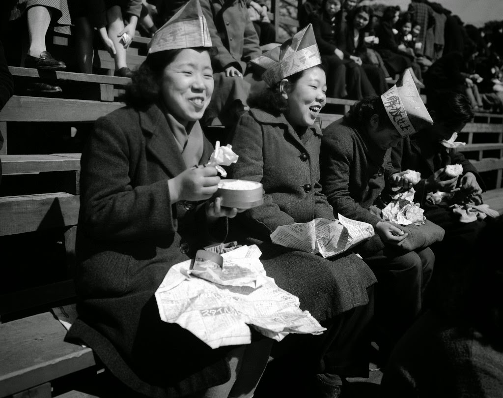 It's lunchtime for ladies attending the Communist-sponsored International Women’s Day rally in Tokyo, 1949.