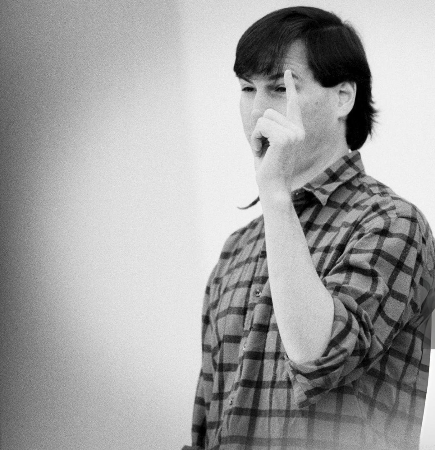 Steve Jobs at a NeXT company retreat, 1988.