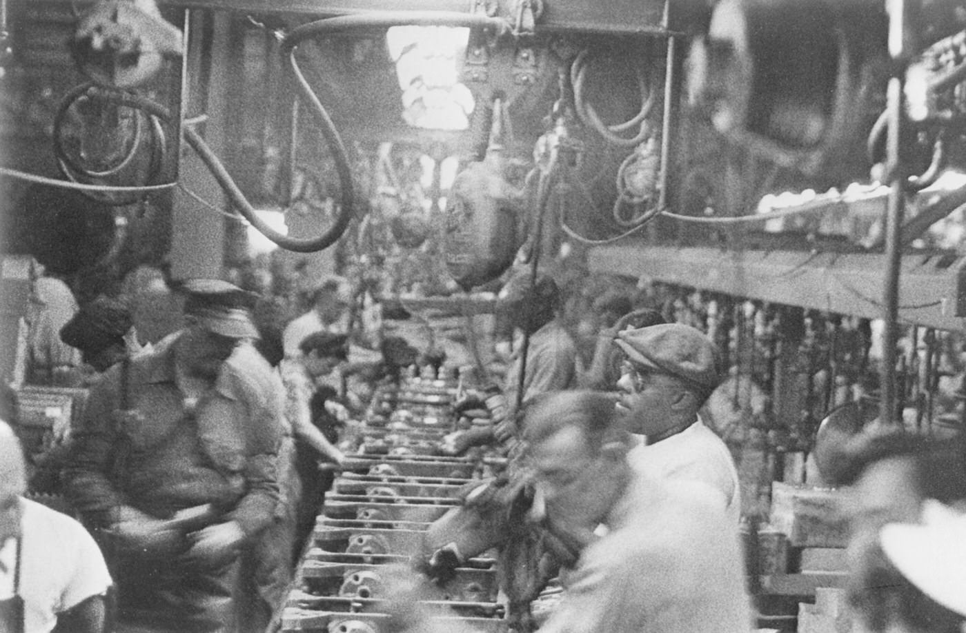 Assembly line in Detroit, 1955