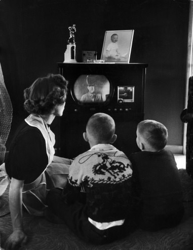 Watching a Western on TV in 1950