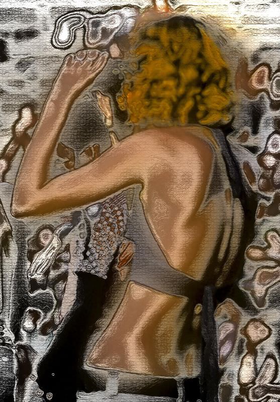 The lady with binoculars, 1970s.