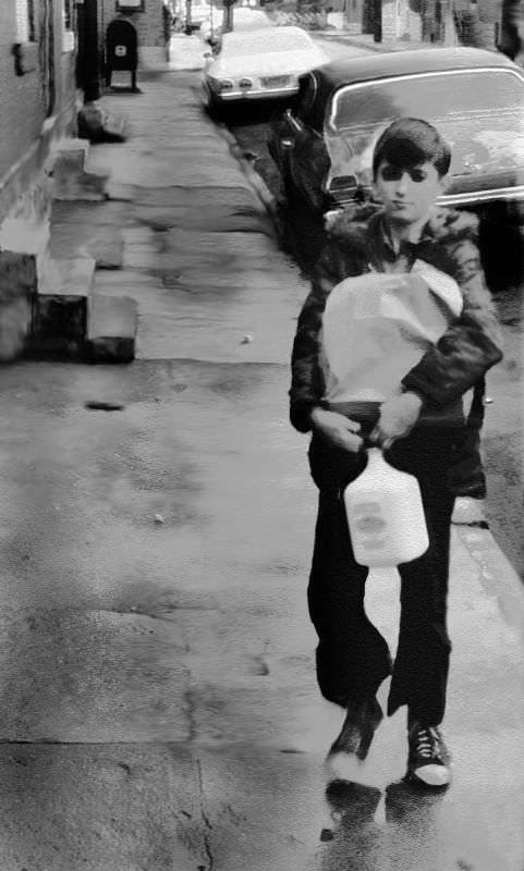 Boy with milk, 1970s.
