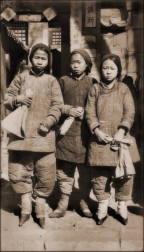 Foot-bound girls, Liao Chow, 1930.