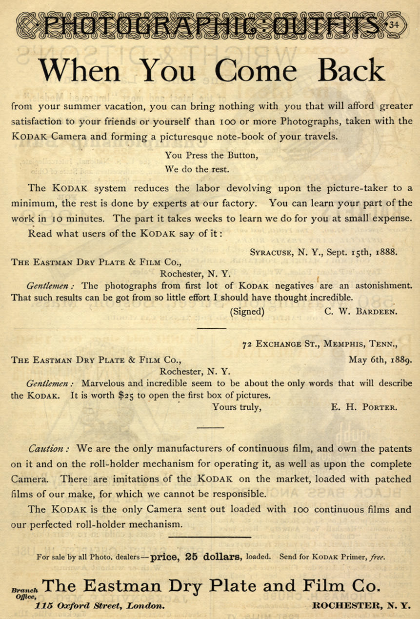 "You Press the Button, We Do the Rest": Vintage Kodak Camera Ads of the Late 1800s