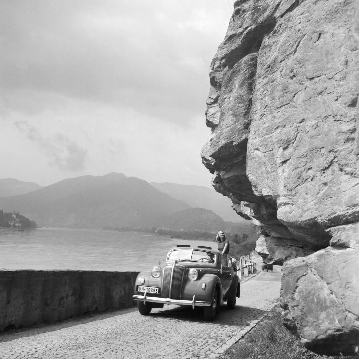 Traveling through Austria in an Opel Admiral, 1930s.