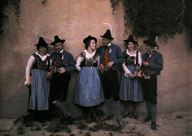 Girls posing on holiday in a Styrian mountain village, Austria, 1932.
