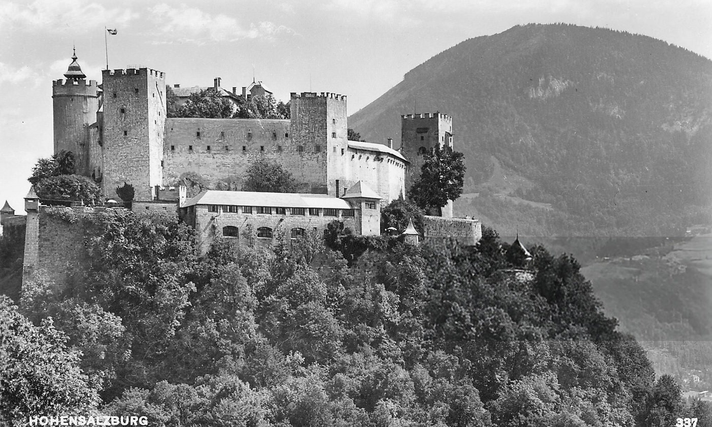 Hohensalzburg Castle in Salzburg, Austria, 1936.