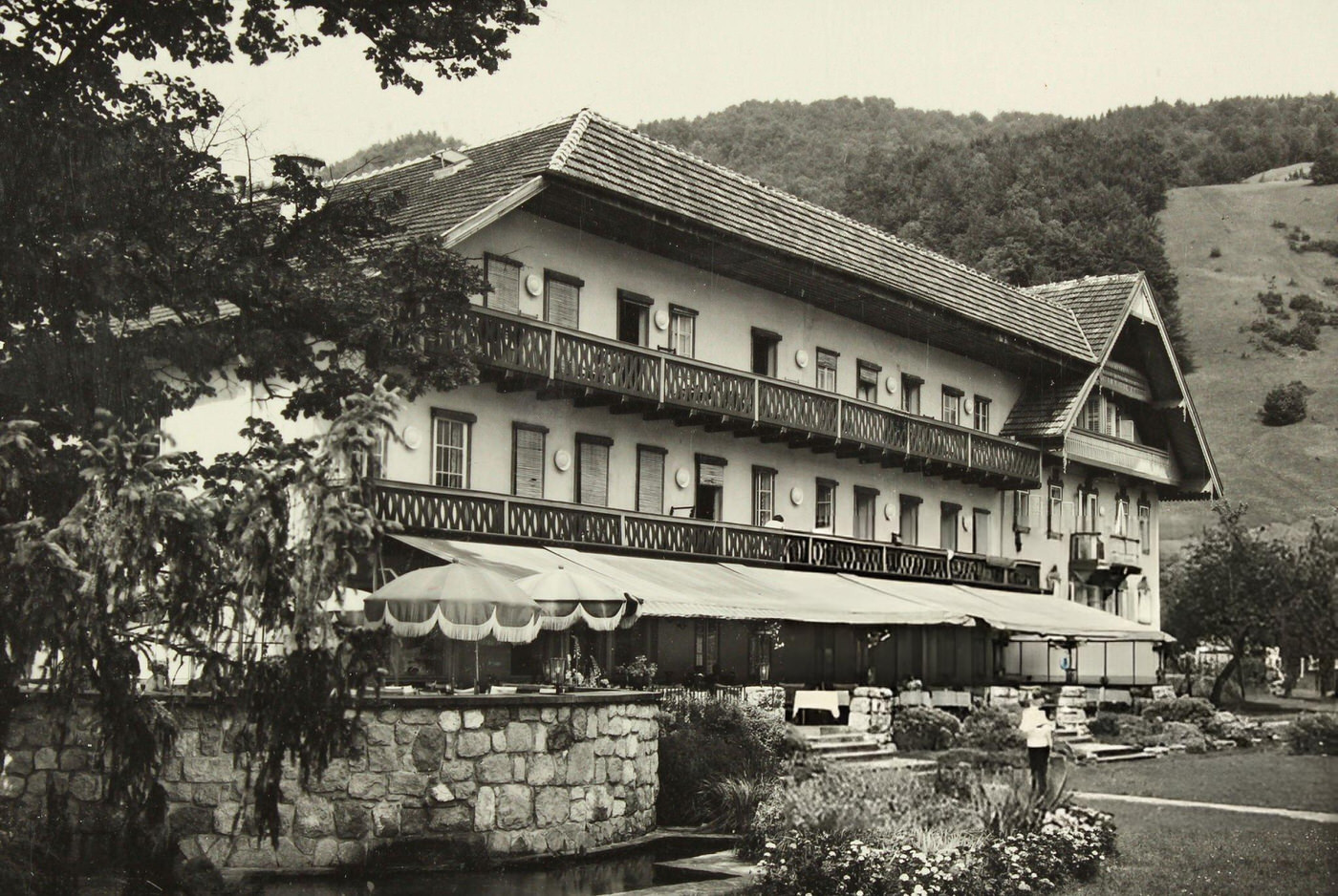 Hotel on Lake Mondsee, Austria, 1930s.