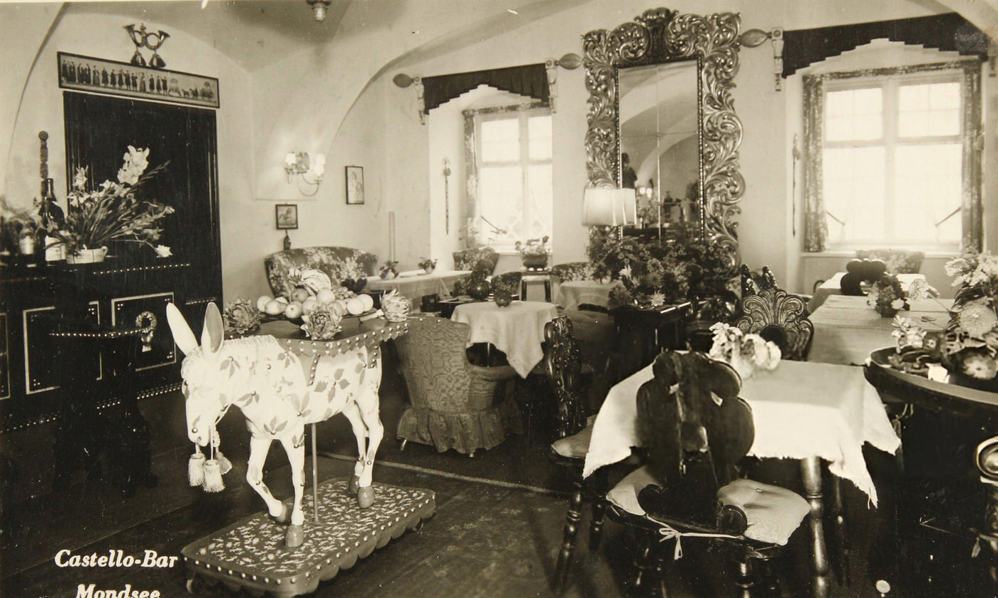 Castello bar interior, Mondsee, Austria, 1930s.