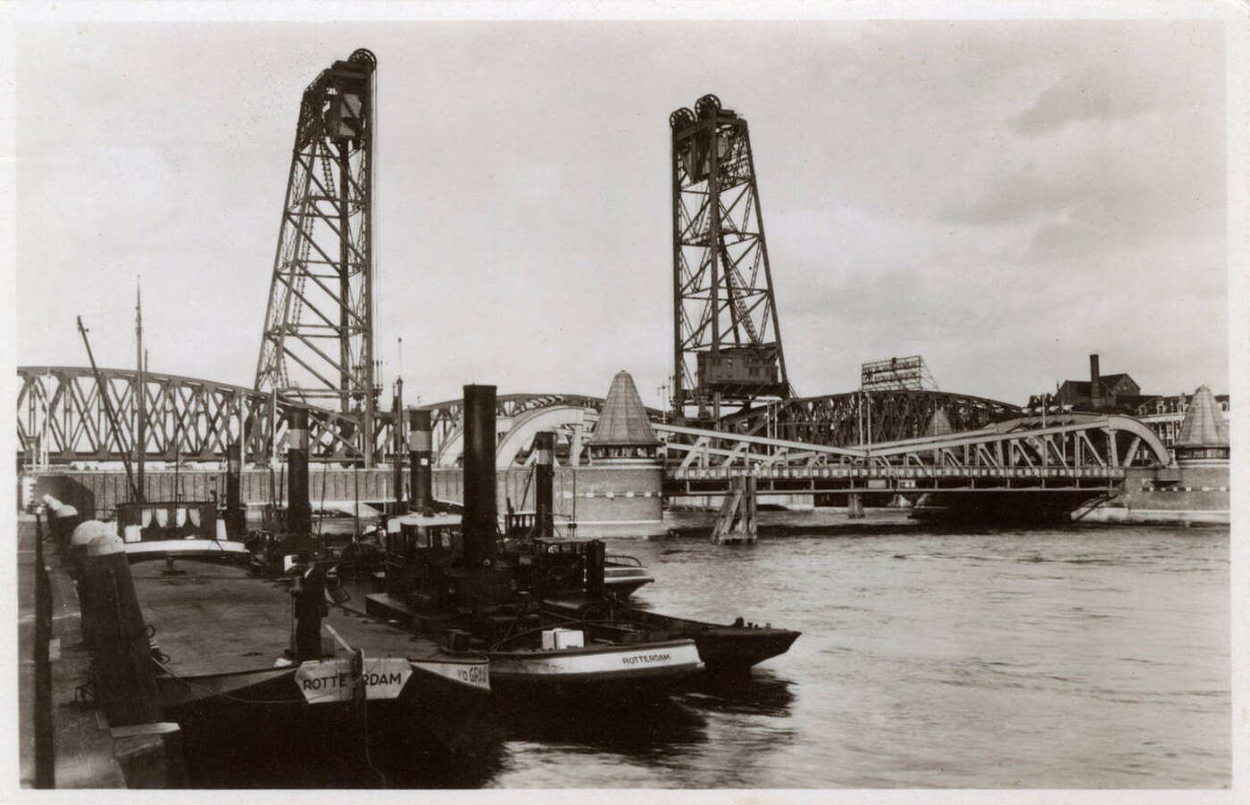 The Bridges over a side branch of the River Meuse, Rotterdam.