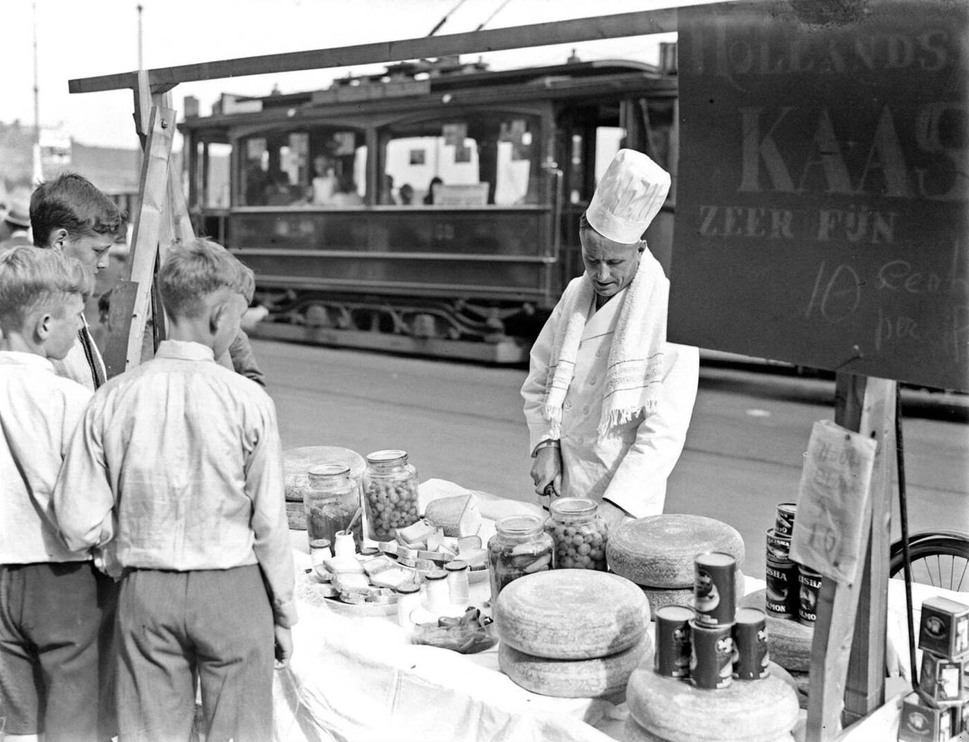 Vendor selling cheese, 1932.