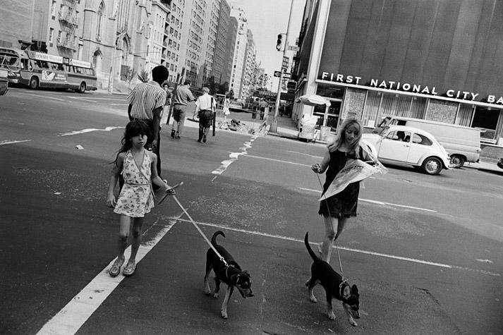 Girl and Woman with Dog Crossing Street, 1973