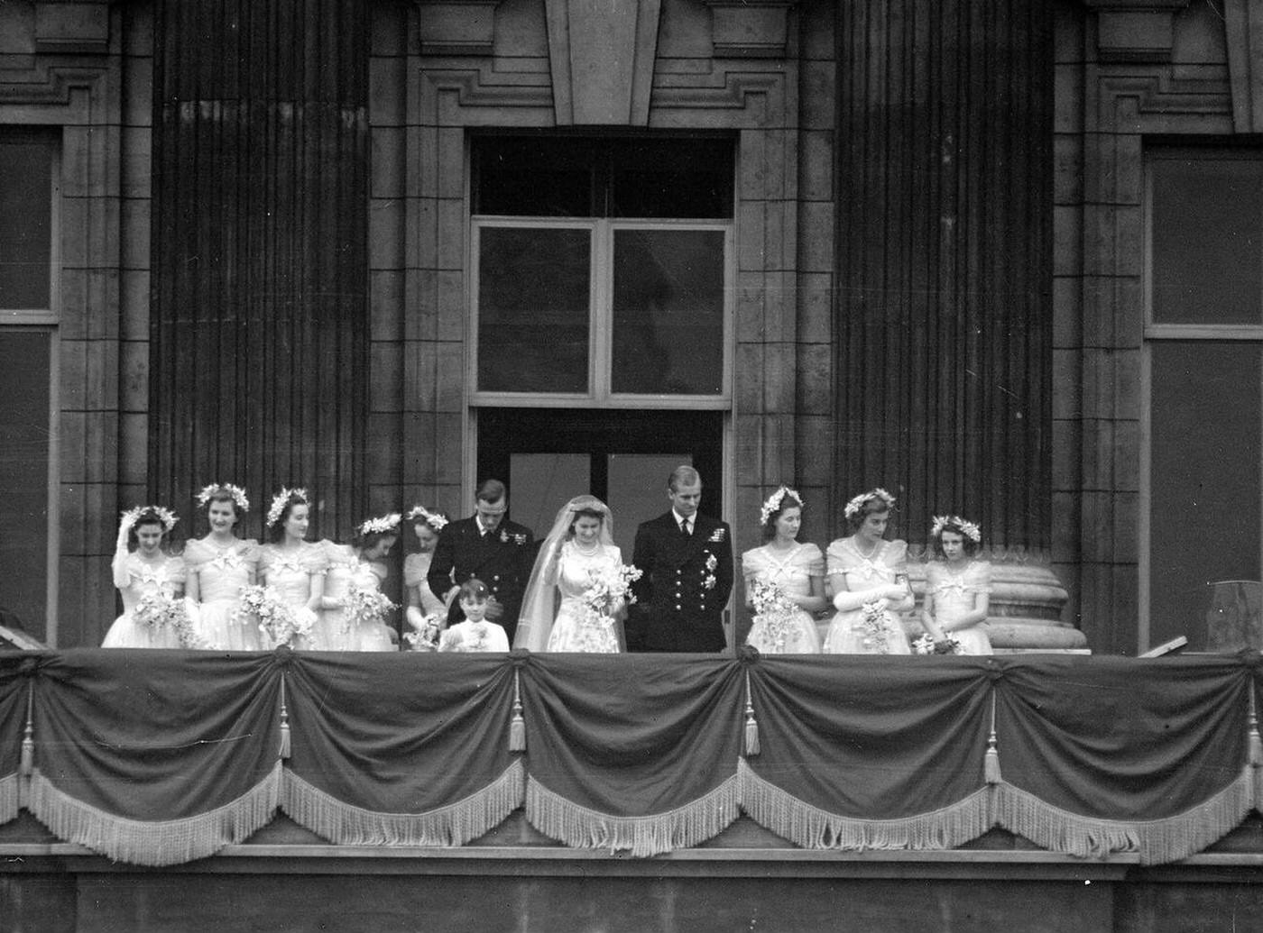 Princess Elizabeth and Prince Philip Royal Wedding Balcony scenes, 1947.