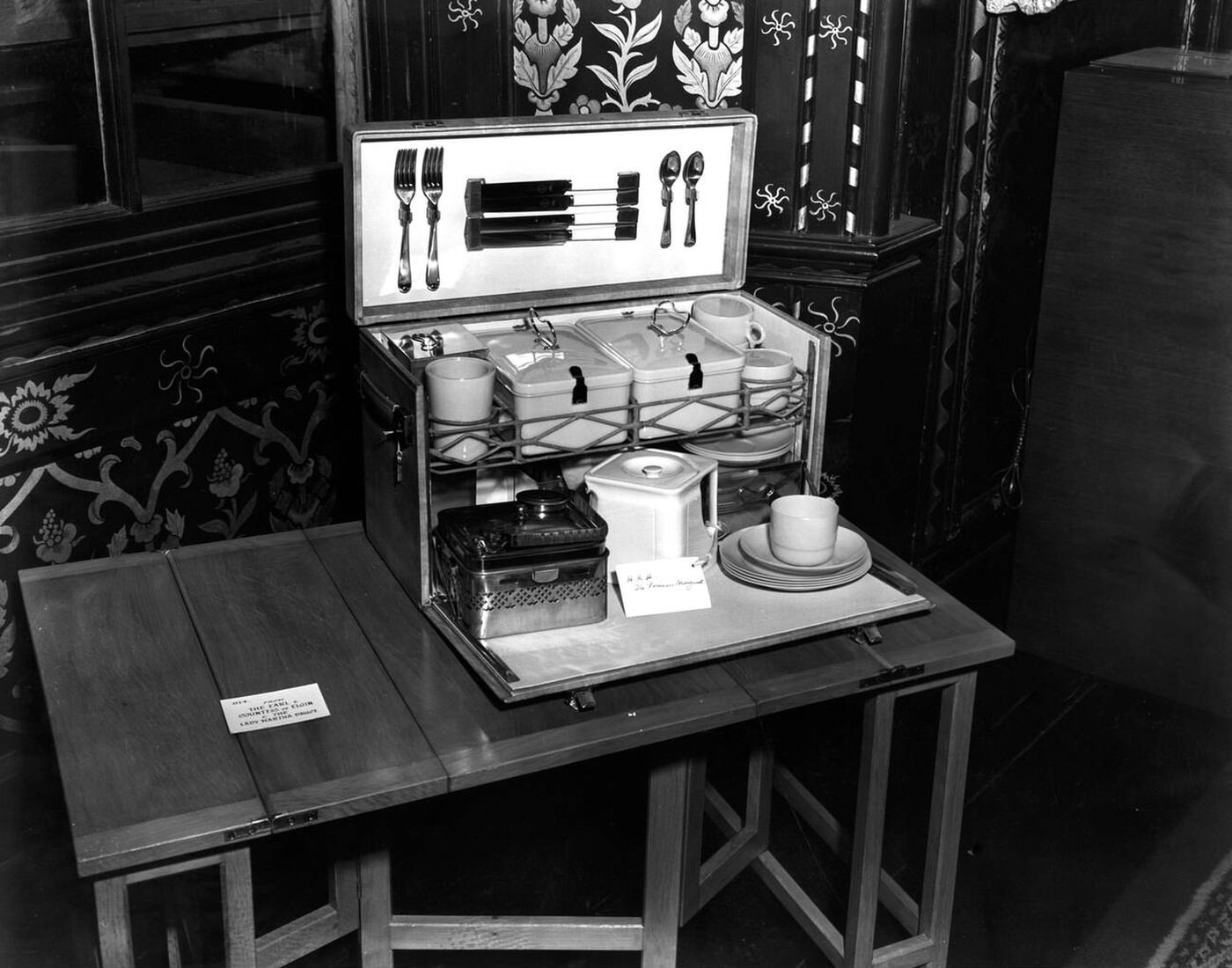 Wedding presents of Princess Elizabeth and Lieutenant Philip Mountbatten on view at St James's Palace, 1947.