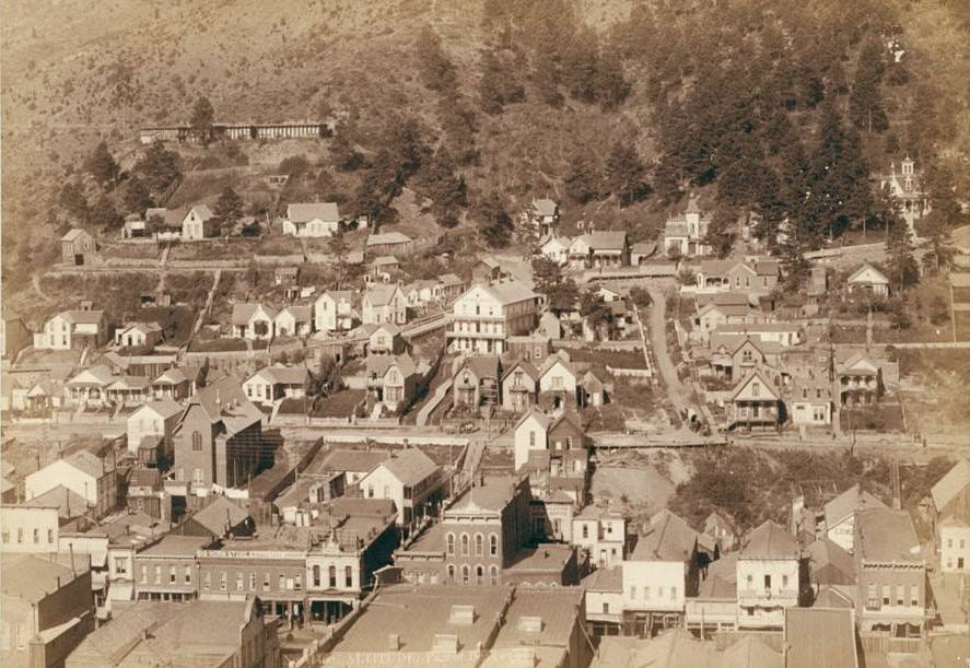 Part of Deadwood from big flume, 1890s.