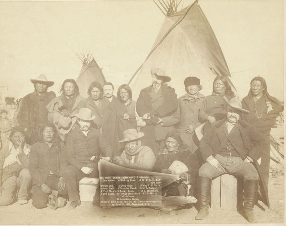 Indian chiefs and U.S. officials at Pine Ridge, 1891.