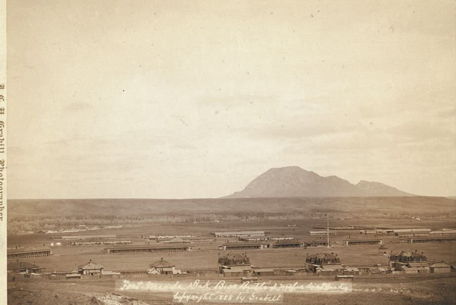 Fort Meade, Dakota with Bear Butte in distance, 1888.