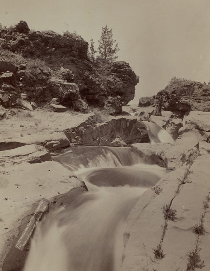 Minnekahta Falls near Hot Springs, Dakota, 1889