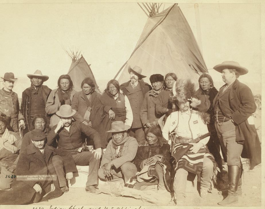 Indian chiefs and U.S. officials at Pine Ridge, South Dakota, 1891.