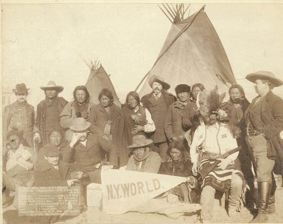 Indian chiefs and U.S. officials at Pine Ridge, 1891.