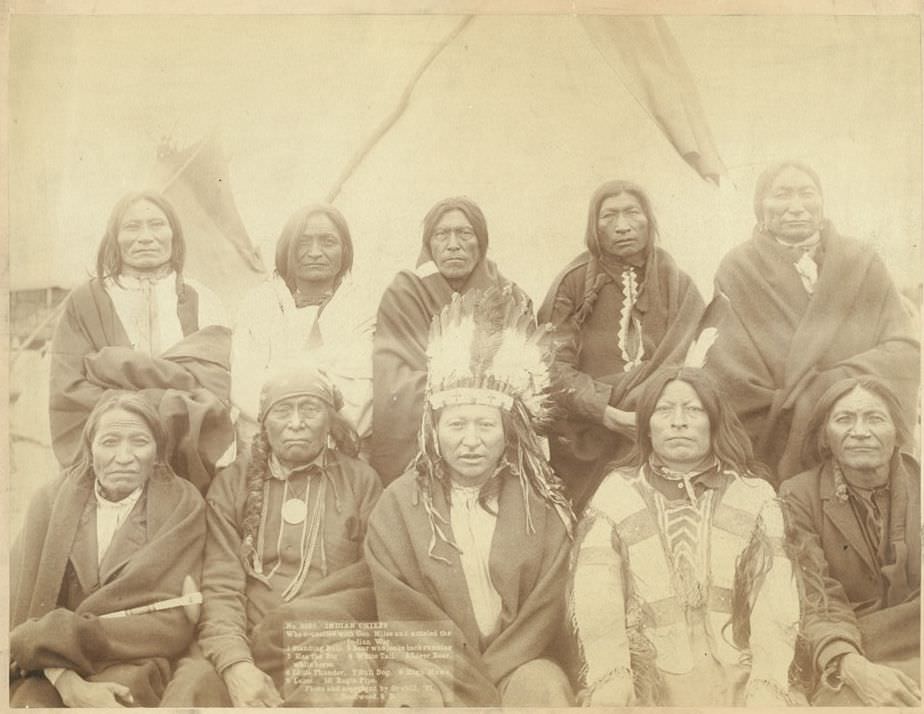 Indian chiefs who counciled with Gen. Miles and settled the Indian War, 1891.