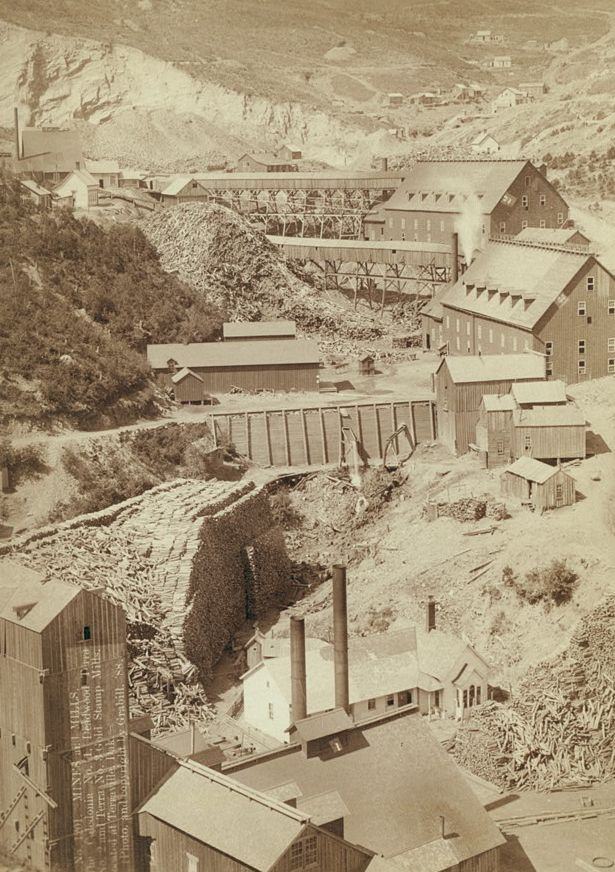 The Caledonia No. 1, Deadwood Terra No. 2, and Terra No. 3 Gold Stamp Mills, Terraville, Dakota, 1888.