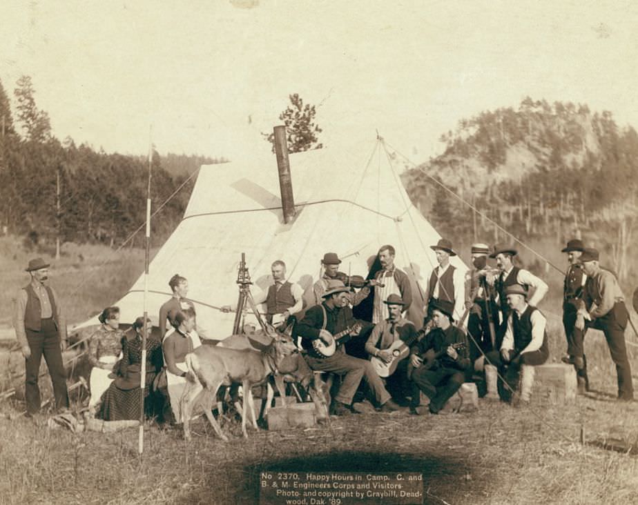 Happy Hours in Camp: G. and B.&M. Engineers Corps and Visitors, 1889.