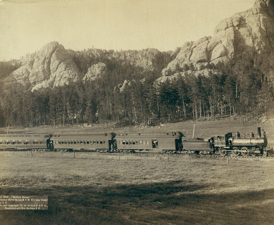 Harney Range, Horseshoe Curve on the Burlington and Missouri River Railway near Custer City, South Dakota, 1891.