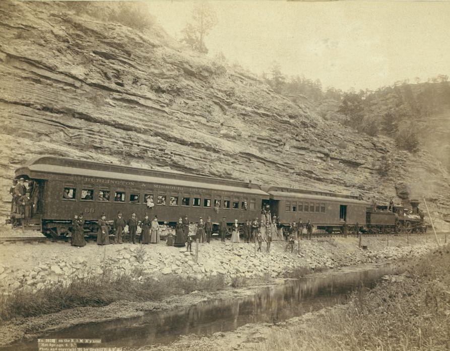 On the Burlington and Missouri River Railway near "Hot Springs, South Dakota", 1891.