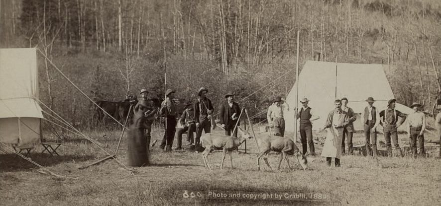 Engineers Corps camp and visitors, 1889.