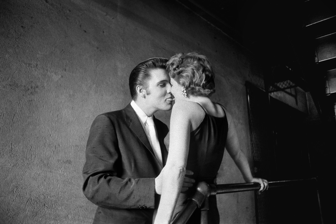 Elvis with Bobbi Owens backstage at the Mosque Theatre, Richmond, Virginia, 1956.