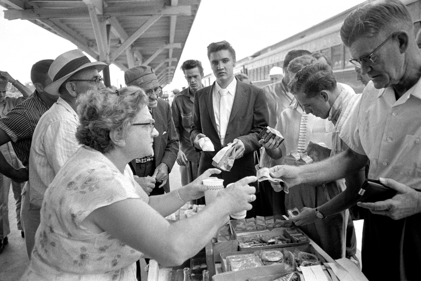 Elvis having lunch in Sheffield, Alabama, 1956.