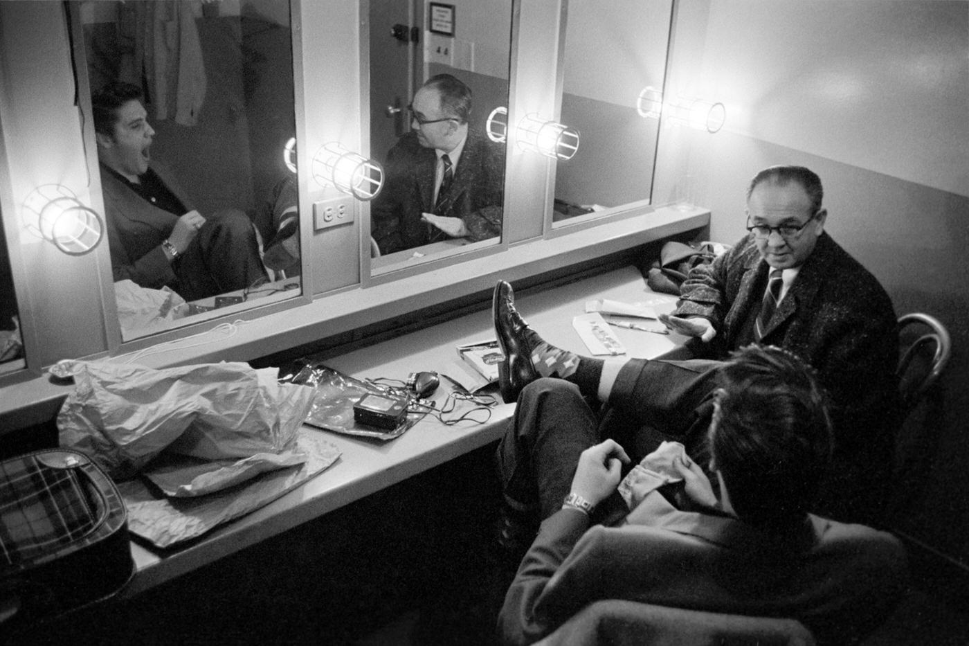 Backstage at the Dorsey Brothers 'Stage Show' rehearsal, 1956.